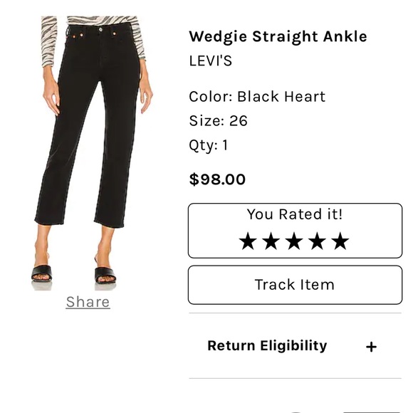 Levi’s Wedgie Straight Ankle Jeans in Black Heart - Picture 6 of 9